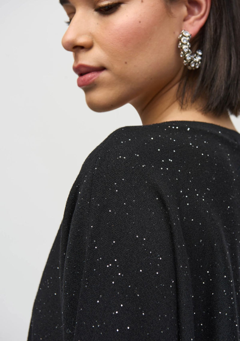 SEQUINED SWEATER KNIT BOXY TOP
