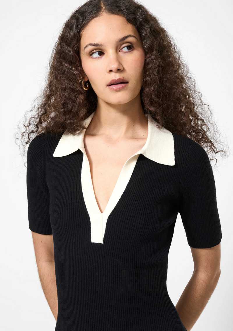 COSYSOFT V NECK MIDI DRESS