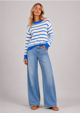 TEDDY KNIT OPEN STRIPE PULLOVER