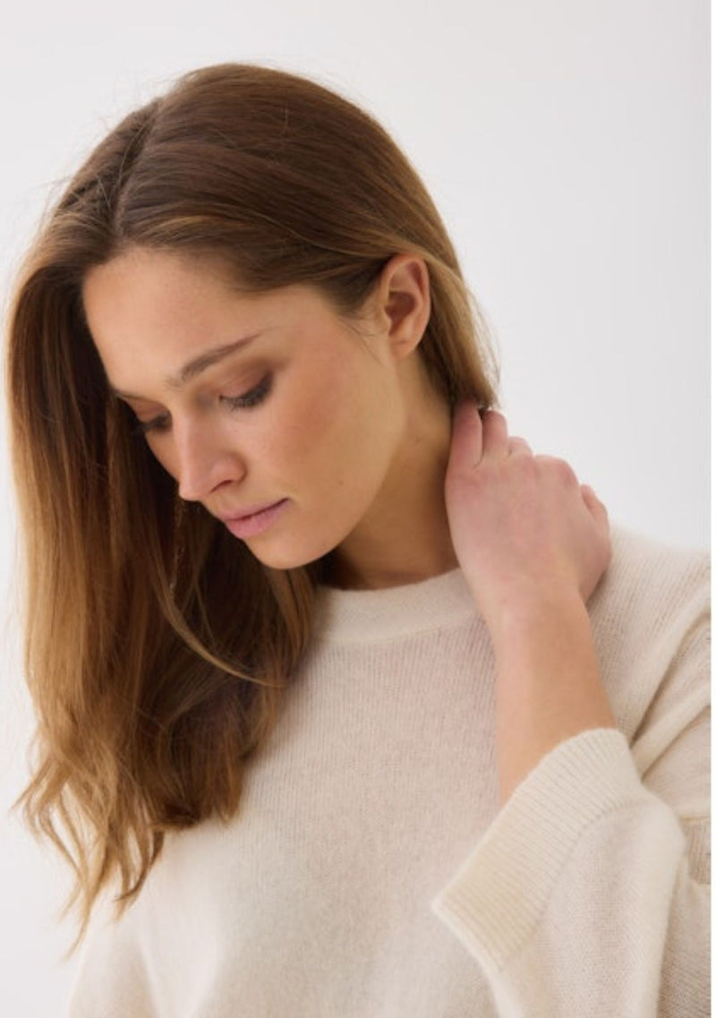 CASHMERE SILK 3/4 SLEEVE CREW NECK