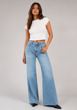 FAR OUT HIGH RISE WIDE LEG IN FOOLS GOLD