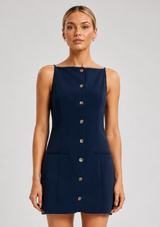 AZRA TWILL SQUARE NECK DRESS