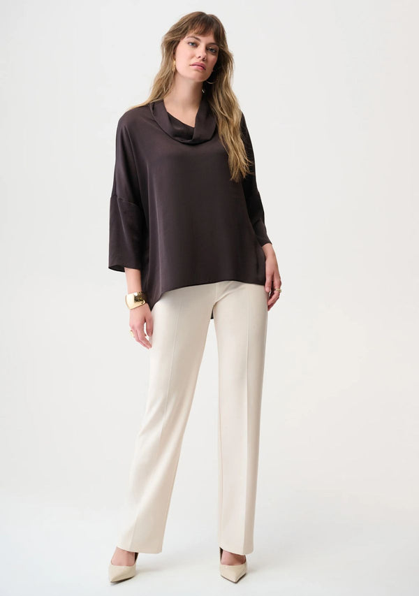 RECYCLED SATIN BOXXY TUNIC WITH COWL COLLAR