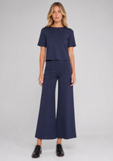 PONTE KNIT CROPPED WIDE LEG PANT