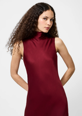 ENNIS SATIN SLEEVELESS BOW MIDI DRESS