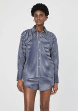ALEX COTTON ANGLED YOKE STRIPED SHIRT