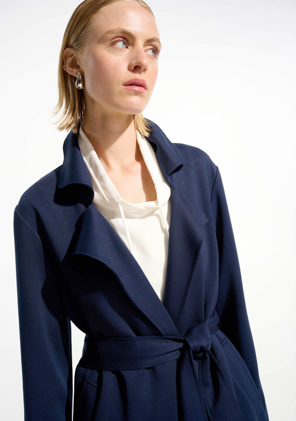 SCUBA JERSEY STRAIGHT COAT WITH SASH