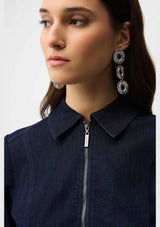 DENIM DRESS WITH HALF ZIP AND BELT