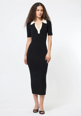 COSYSOFT V NECK MIDI DRESS