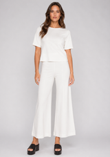 PONTE KNIT CROPPED WIDE LEG PANT