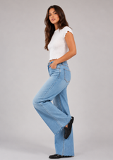 FAR OUT HIGH RISE WIDE LEG IN FOOLS GOLD