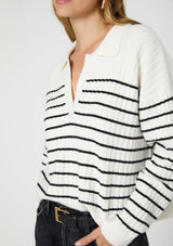 VHARI COLLAR LONGSLEEVE STRIPE SWEATER