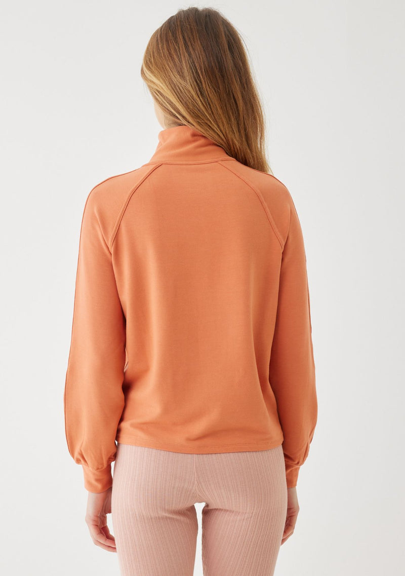 FRENCH TERRY L|S HALF ZIP MOCK NECK