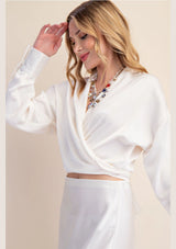 CALLANTHA TIE FRONT CROP TOP