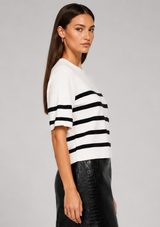 SLOANE KNIT SHORT SLEEVE STRIPE TOP