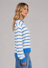 TEDDY KNIT OPEN STRIPE PULLOVER