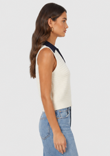 MOZART CONTRAST KNIT SLEEVELESS TOP