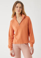 FRENCH TERRY L|S HALF ZIP MOCK NECK