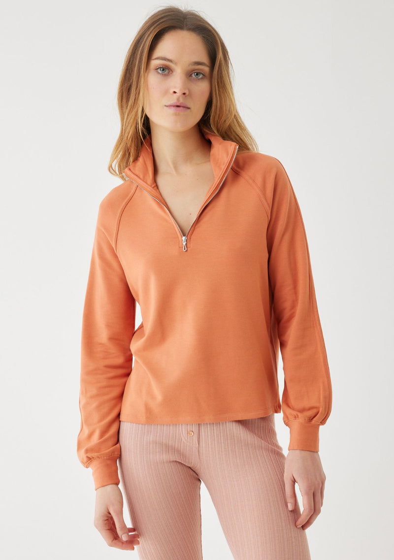 FRENCH TERRY L|S HALF ZIP MOCK NECK