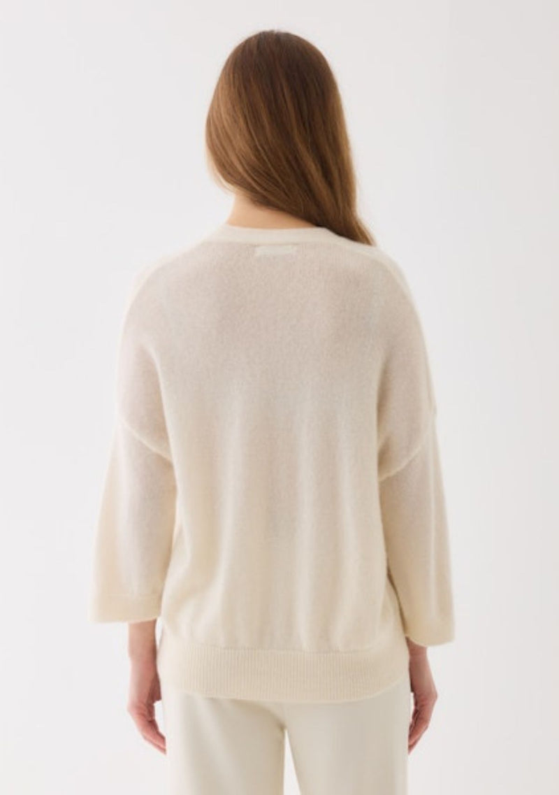 CASHMERE SILK 3/4 SLEEVE CREW NECK
