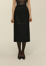 AVEN LEATHER MIDI SKIRT
