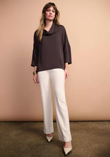 RECYCLED SATIN BOXXY TUNIC WITH COWL COLLAR