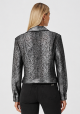 FOILED FAUX SUEDE MOTO JACKET