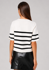 SLOANE KNIT SHORT SLEEVE STRIPE TOP