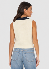 MOZART CONTRAST KNIT SLEEVELESS TOP