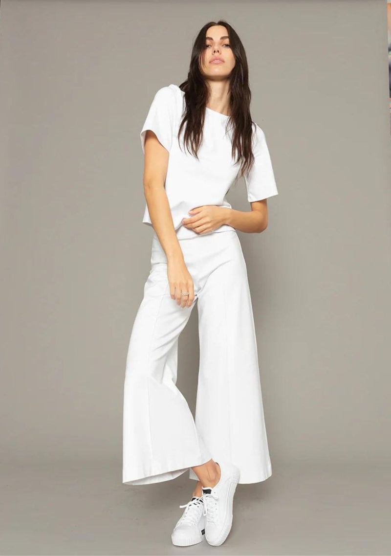 PONTE KNIT WIDE LEG PANT CROPPED