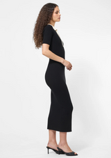 COSYSOFT V NECK MIDI DRESS