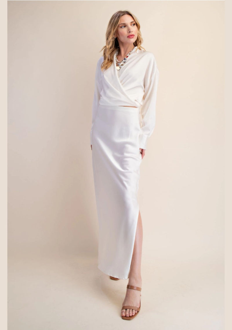 CALLANTHA TIE FRONT CROP TOP