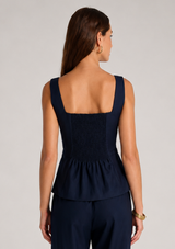 TWILL SQUARE NECK SLEEVELESS TOP
