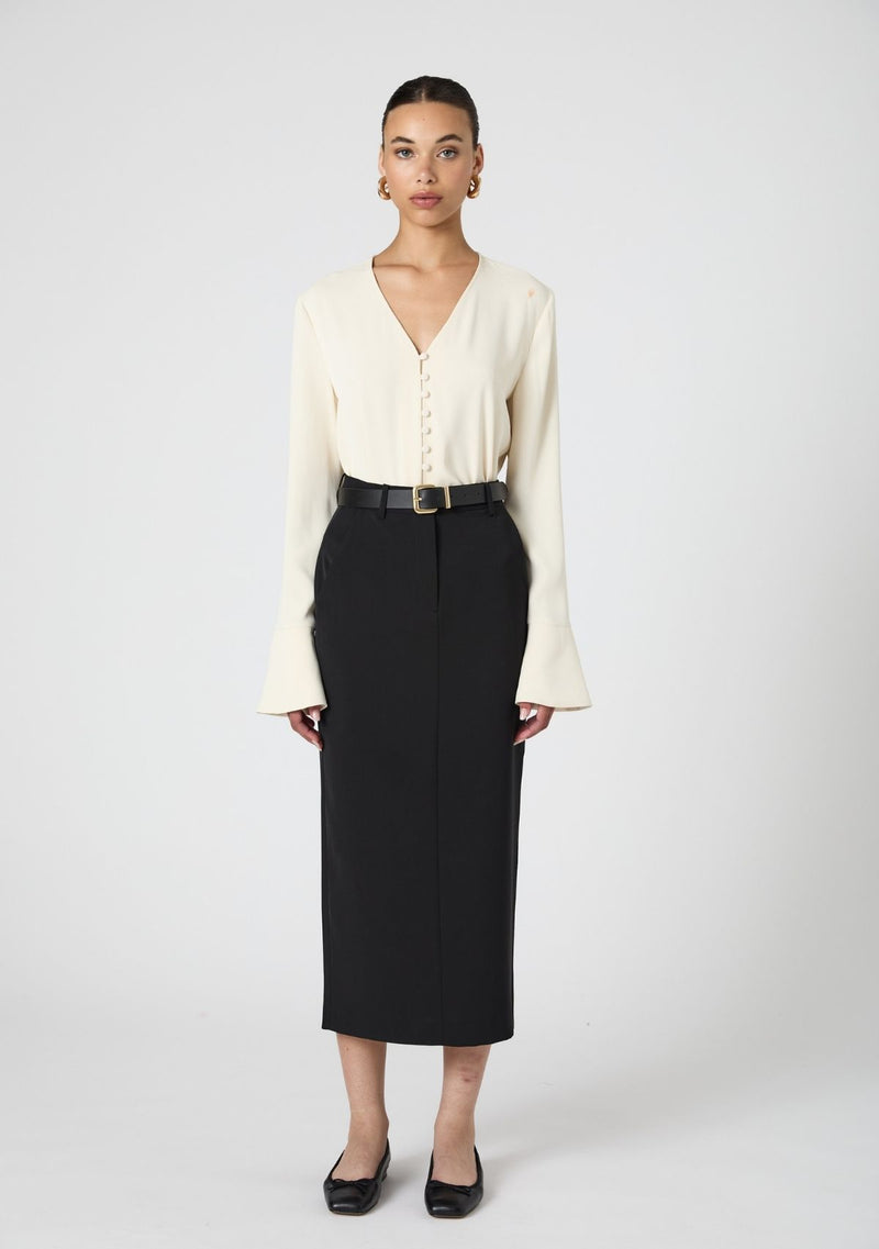 CARMEN CREPE BELL SLEEVE SHIRT