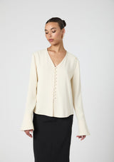 CARMEN CREPE BELL SLEEVE SHIRT