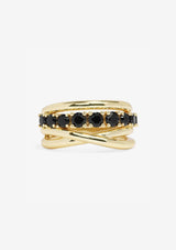 OH SHE FANCY STACKED BLACK CZ RING