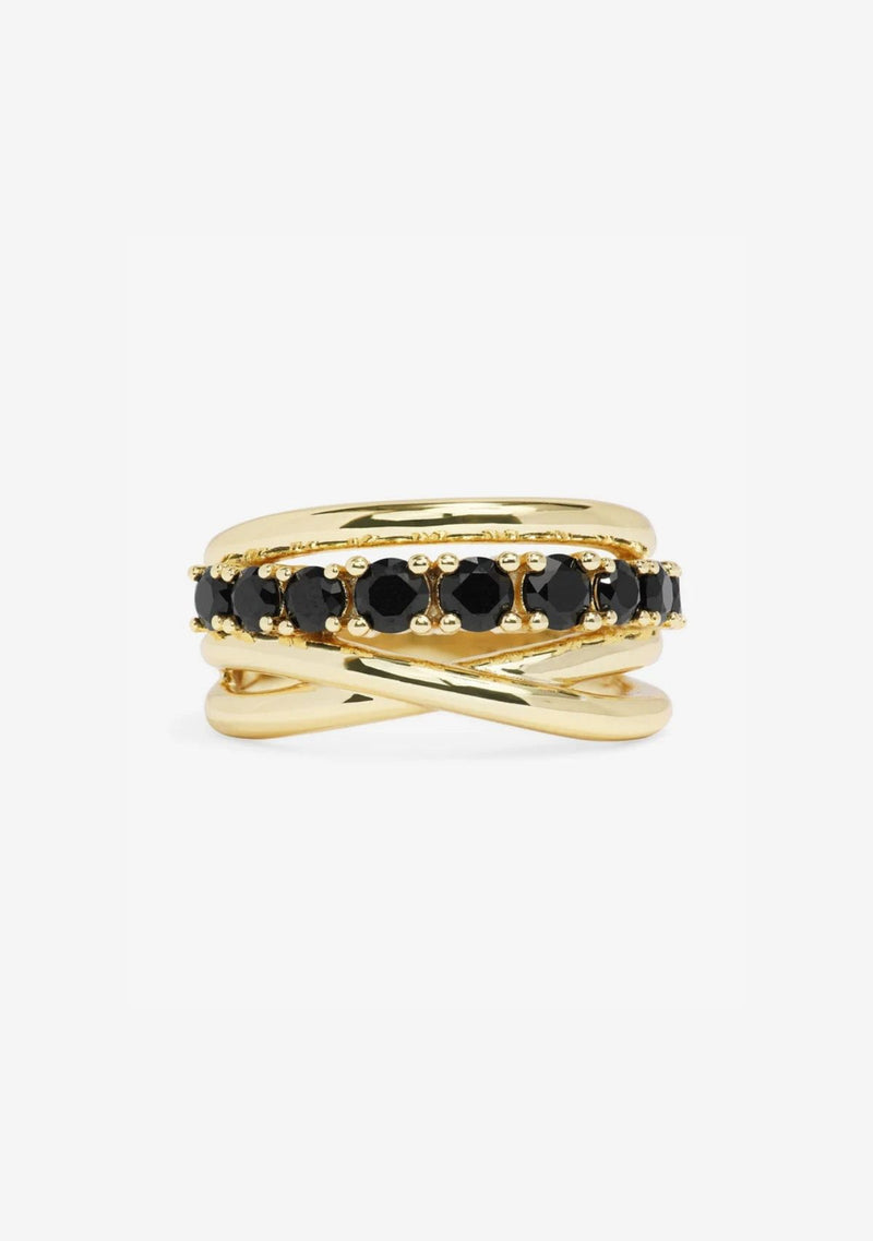 OH SHE FANCY STACKED BLACK CZ RING