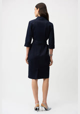 DENIM DRESS WITH HALF ZIP AND BELT