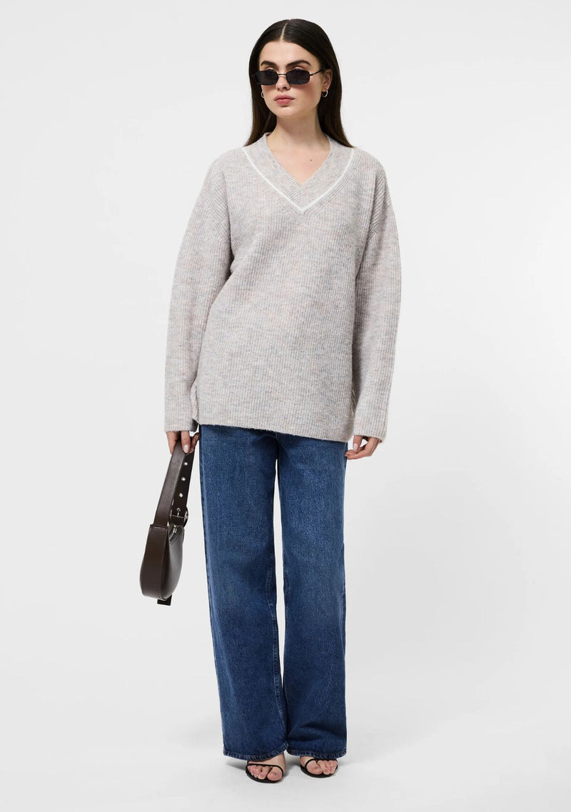 KEZIA TIPPED VNECK SWEATER