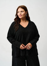 SEQUINED SWEATER KNIT BOXY TOP