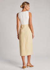 COOPER LINEN V-NECK MIDI DRESS