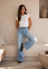 FAR OUT HIGH RISE WIDE LEG IN FOOLS GOLD