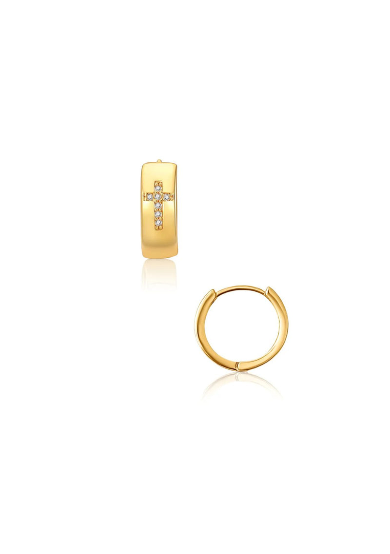 DENALI CROSS HUGGIE HOOP EARRING