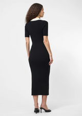 COSYSOFT V NECK MIDI DRESS