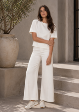 PONTE KNIT CROPPED WIDE LEG PANT