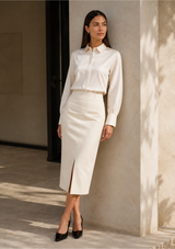SATIN PINSTRIPE BLOUSE