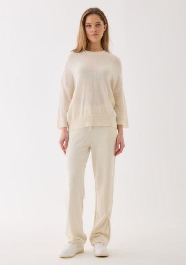 CASHMERE SILK 3/4 SLEEVE CREW NECK