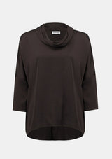 RECYCLED SATIN BOXXY TUNIC WITH COWL COLLAR