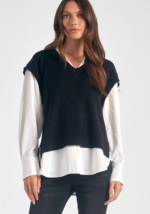 SASHA SWEATER VEST WITH SHIRT