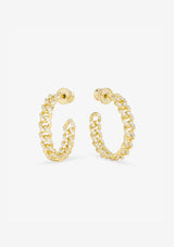 PAVE JULIAN CHAIN HOOPS 1"